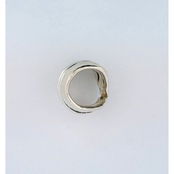 Estate Handmade Modernist Sterling Silver 925 Israel Abstract Wide Band Ring 4.5 - Picture 2 of 9